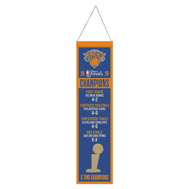 WinCraft New York Knicks Three-Time NBA Finals Champions 8" x 32" Wool Banner