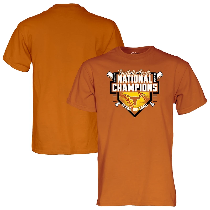 Unisex Blue 84 Texas Orange Texas Longhorns 2026 NCAA Softball Women's College World Series Back-to-Back National Champions T-Shirt
