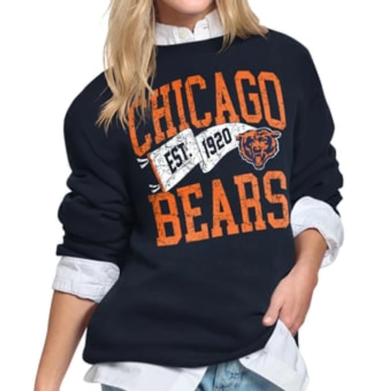 Women's Starter Navy Chicago Bears Pennant Fleece Sweatshirt