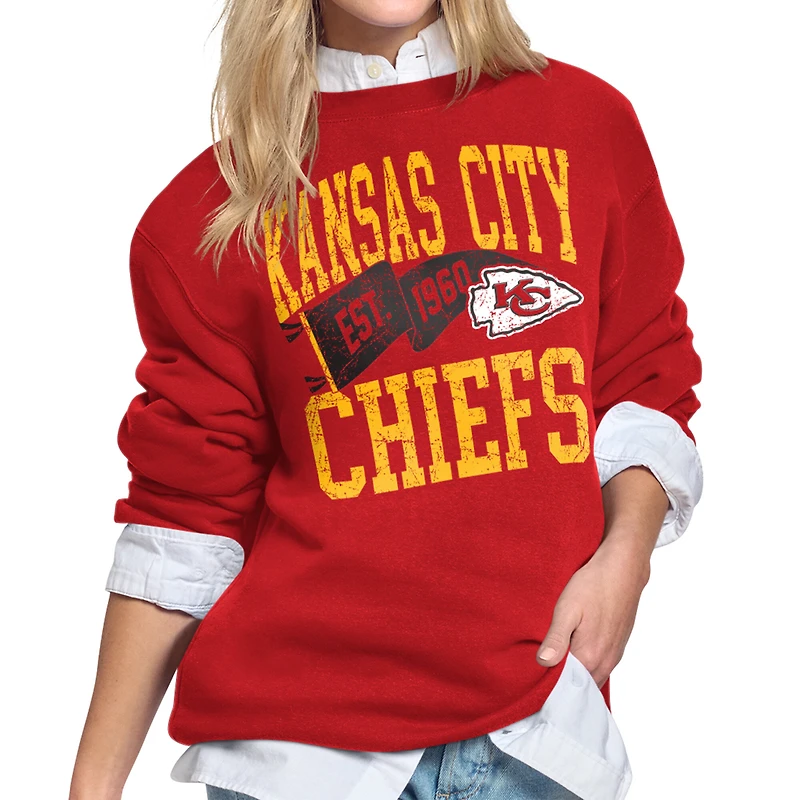 Women's Starter Red Kansas City Chiefs Pennant Fleece Sweatshirt