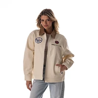 Women's The Wild Collective  Cream New York Knicks Denim Full-Zip Jacket