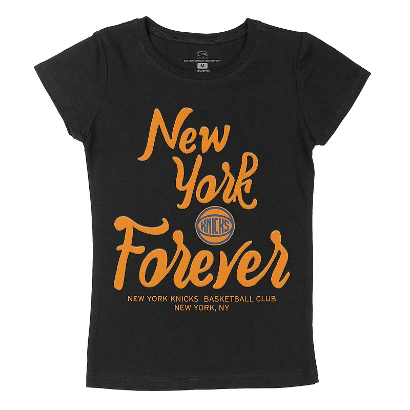Girls Youth Stadium Essentials Black New York Knicks New York Forever T-Shirt