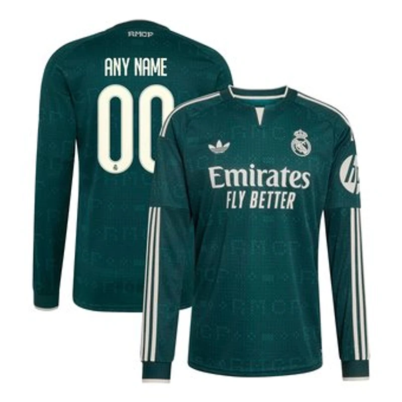 Men's adidas Green Real Madrid 2026/27 Away Replica Custom Long Sleeve Jersey