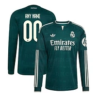 Men's adidas  Green Real Madrid 2026/27 Away Replica Custom Long Sleeve Jersey