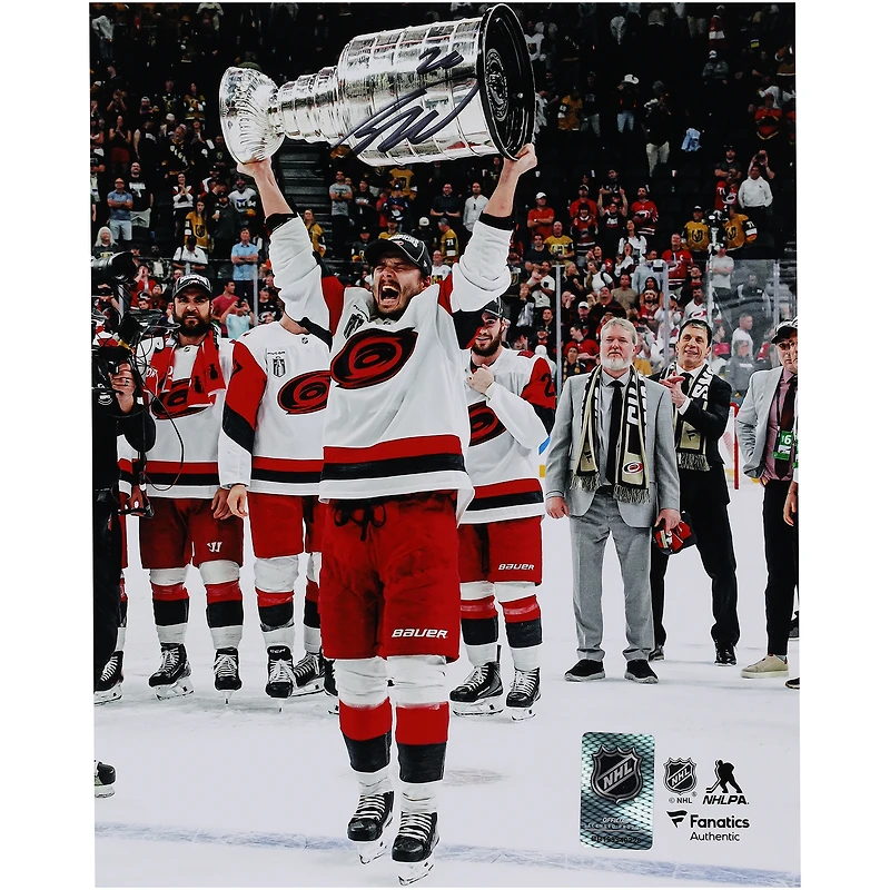 Sebastian Aho Carolina Hurricanes Autographed 2026 Stanley Cup Champions 8" x 10" Raising Cup Photograph