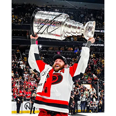 Jaccob Slavin Carolina Hurricanes Autographed 2026 Stanley Cup Champions 8" x 10" Raising Cup Photograph