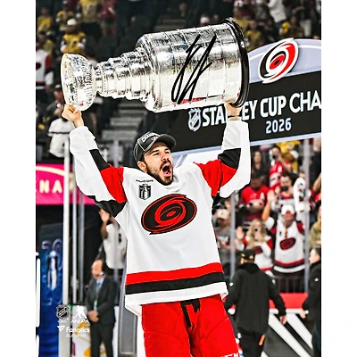 Logan Stankoven Carolina Hurricanes Autographed 2026 Stanley Cup Champions 8" x 10" Raising Cup Photograph