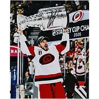 Logan Stankoven Carolina Hurricanes Autographed 2026 Stanley Cup Champions 8" x 10" Raising Cup Photograph