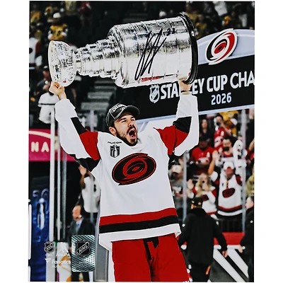 Logan Stankoven Carolina Hurricanes Autographed 2026 Stanley Cup Champions 8" x 10" Raising Cup Photograph
