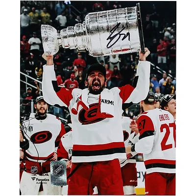 Seth Jarvis Carolina Hurricanes Autographed 2026 Stanley Cup Champions 8" x 10" Raising Cup Photograph