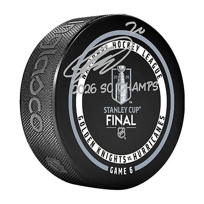 Sebastian Aho Carolina Hurricanes Autographed 2026 Stanley Cup Champions Official Game Puck with "2026 SC Champs" Inscription