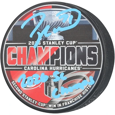 Taylor Hall Carolina Hurricanes Autographed 2026 Stanley Cup Champions Hockey Puck with "2026 SC Champs" Inscription