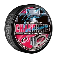 Taylor Hall Carolina Hurricanes Autographed 2026 Stanley Cup Champions Hockey Puck with "2026 SC Champs" Inscription