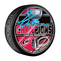 Seth Jarvis Carolina Hurricanes Autographed 2026 Stanley Cup Champions Hockey Puck with "2026 SC Champs" Inscription