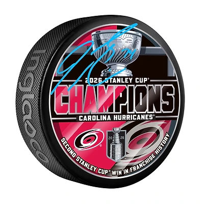 Jaccob Slavin Carolina Hurricanes Autographed 2026 Stanley Cup Champions Hockey Puck