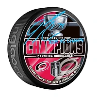 Jaccob Slavin Carolina Hurricanes Autographed 2026 Stanley Cup Champions Hockey Puck with "2026 SC Champs" Inscription