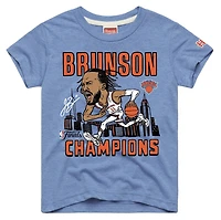 Youth Homage Jalen Brunson Blue New York Knicks 2026 NBA Finals Champions Signature Tri-Blend T-Shirt