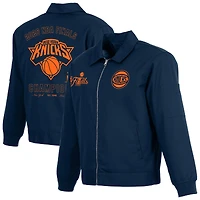 Men's JH Design Navy New York Knicks 2026 NBA Finals Champions Cotton Twill Full-Zip Workwear Jacket