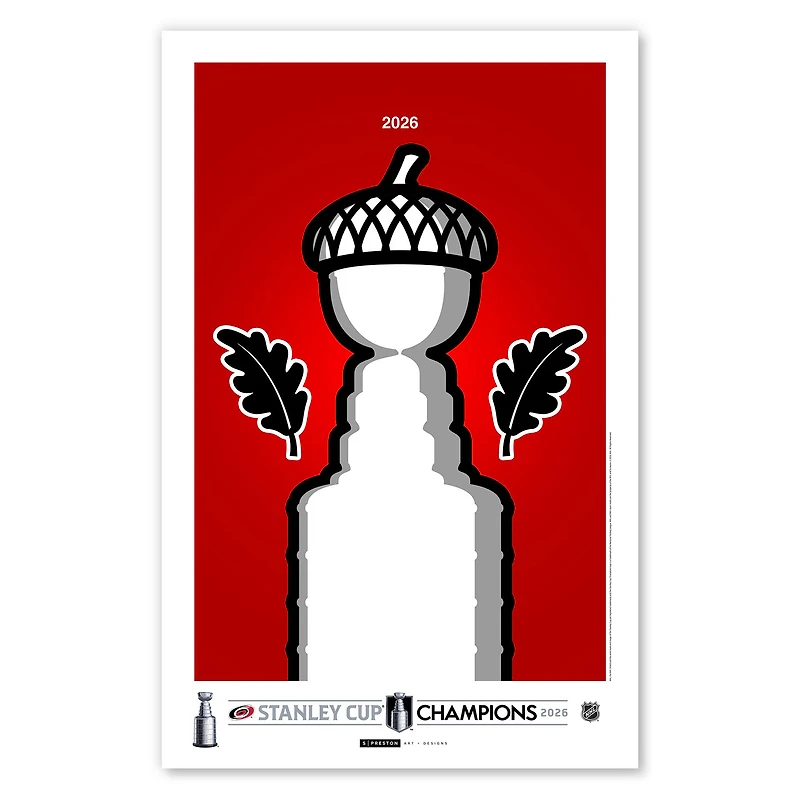 S. Preston Art & Designs Carolina Hurricanes 2026 Stanley Cup Champions 11x17 Minimalist Art Poster