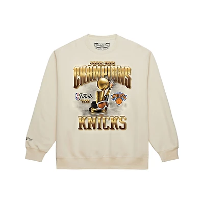 Men's Mitchell & Ness Cream New York Knicks 2026 NBA Finals Champions Crewneck Sweatshirt