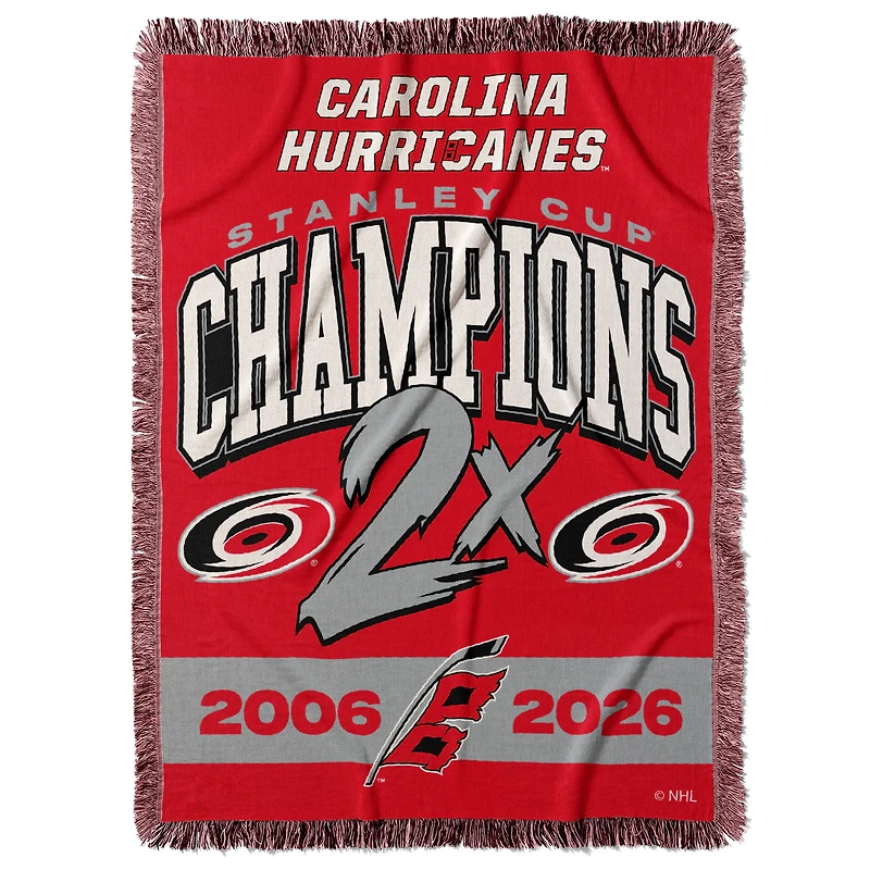 The Northwest Group Carolina Hurricanes Two-Time Stanley Cup Champions 48" x 60" Rover Woven Tapestry Throw Blanket