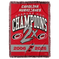 The Northwest Group Carolina Hurricanes Two-Time Stanley Cup Champions 48" x 60" Rover Woven Tapestry Throw Blanket