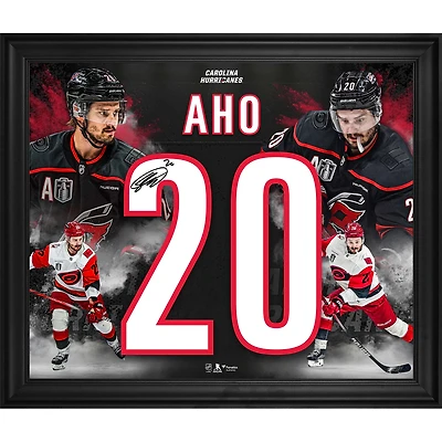 Sebastian Aho Carolina Hurricanes Autographed 2026 Stanley Cup Champions Framed 20" x 24" Jersey Number Collage