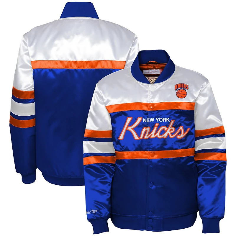 Infant Mitchell & Ness Blue New York Knicks Head Coach Satin Full-Snap Jacket