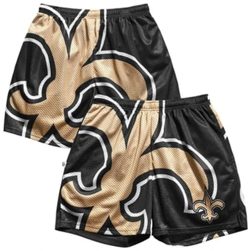 Men's Chalk Line Black New Orleans Saints Big Logo Retro Shorts