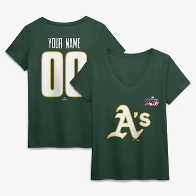 Women's Green Athletics Celebrating America's 250th Personalized Name & Number V-Neck T-Shirt