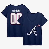Women's Navy Atlanta Braves Celebrating America's 250th Personalized Name & Number V-Neck T-Shirt