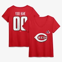 Women's Red Cincinnati Reds Celebrating America's 250th Personalized Name & Number V-Neck T-Shirt