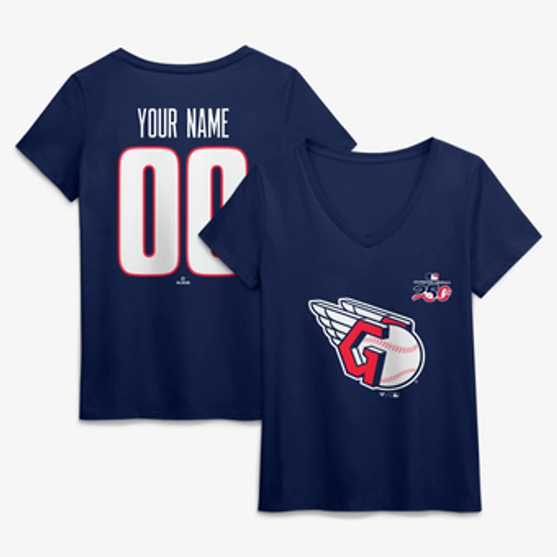 Women's Navy Cleveland Guardians Celebrating America's 250th Personalized Name & Number V-Neck T-Shirt
