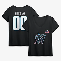 Women's Black Miami Marlins Celebrating America's 250th Personalized Name & Number V-Neck T-Shirt