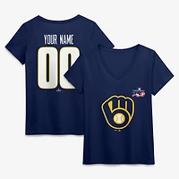 Women's Navy Milwaukee Brewers Celebrating America's 250th Personalized Name & Number V-Neck T-Shirt