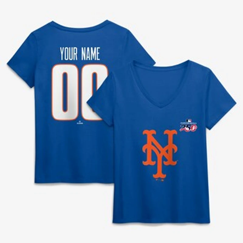 Women's Royal New York Mets Celebrating America's 250th Personalized Name & Number V-Neck T-Shirt