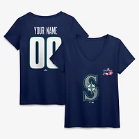 Women's Navy Seattle Mariners Celebrating America's 250th Personalized Name & Number V-Neck T-Shirt