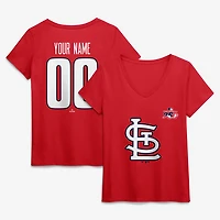 Women's Red St. Louis Cardinals Celebrating America's 250th Personalized Name & Number V-Neck T-Shirt