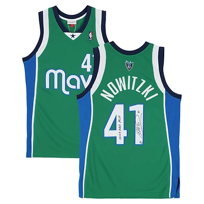 Dirk Nowitzki Dallas Mavericks Autographed Green Mitchell & Ness 2004 Authentic Jersey with "2007 NBA MVP" Inscription - Limited Edition #10/10