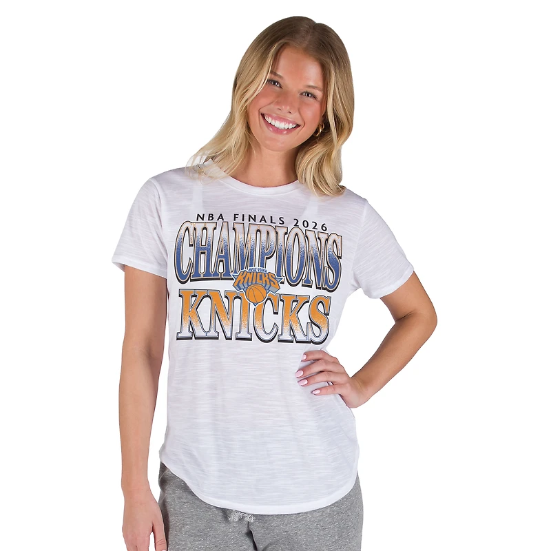 Women's Concepts Sport White New York Knicks 2026 NBA Finals Champions Infuse Knit Top