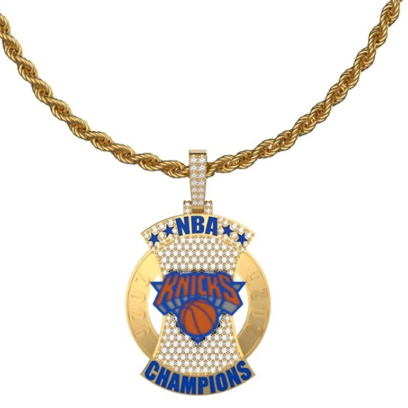 GLD New York Knicks 2026 NBA Finals Champions Logo Pendant
