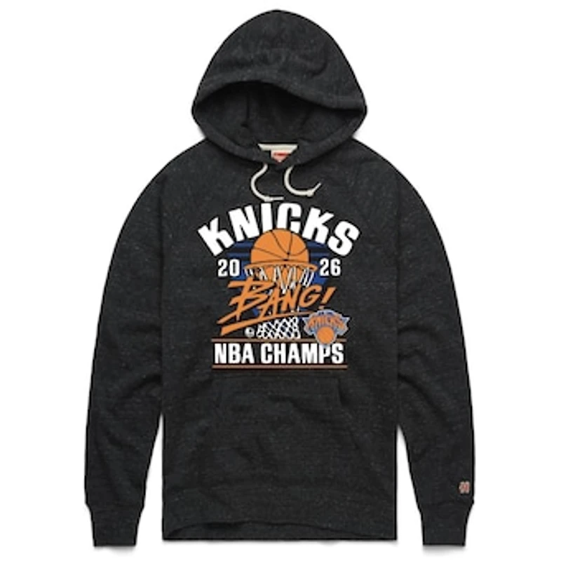 Unisex Homage Charcoal New York Knicks 2026 NBA Finals Champions Bang! Tri-Blend Hoodie