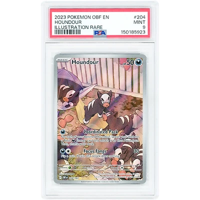 Houndour 2023 Pokemon Obsidian Flames Illustration Rare #204 PSA Authenticated 9 Card