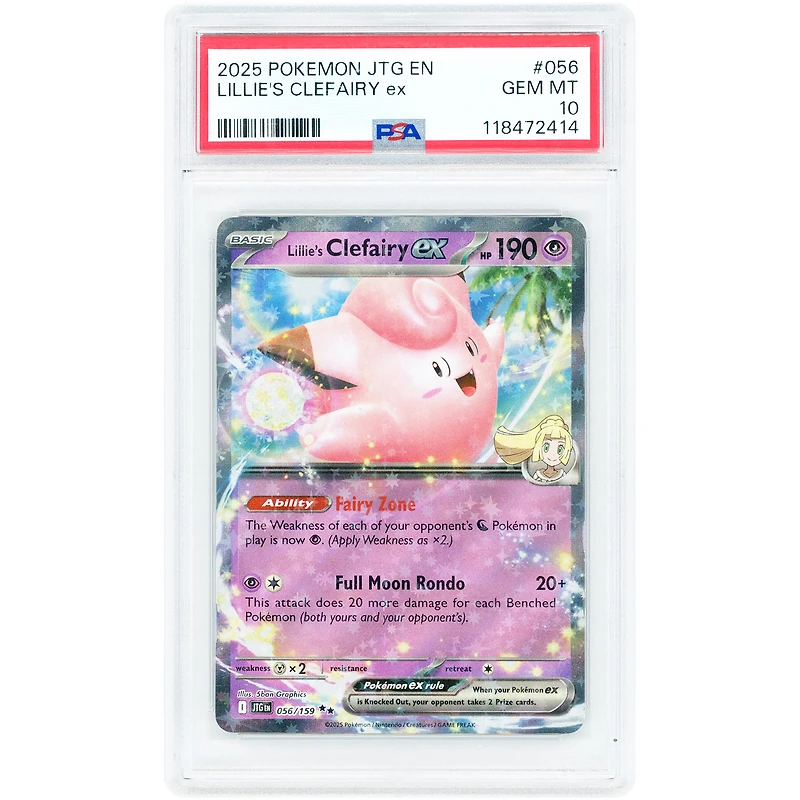 Lillie's Clefairy EX 2025 Pokemon Journey Together Double Rare #56 PSA Authenticated 10 Card