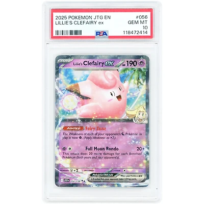 Lillie's Clefairy EX 2025 Pokemon Journey Together Double Rare #56 PSA Authenticated 10 Card