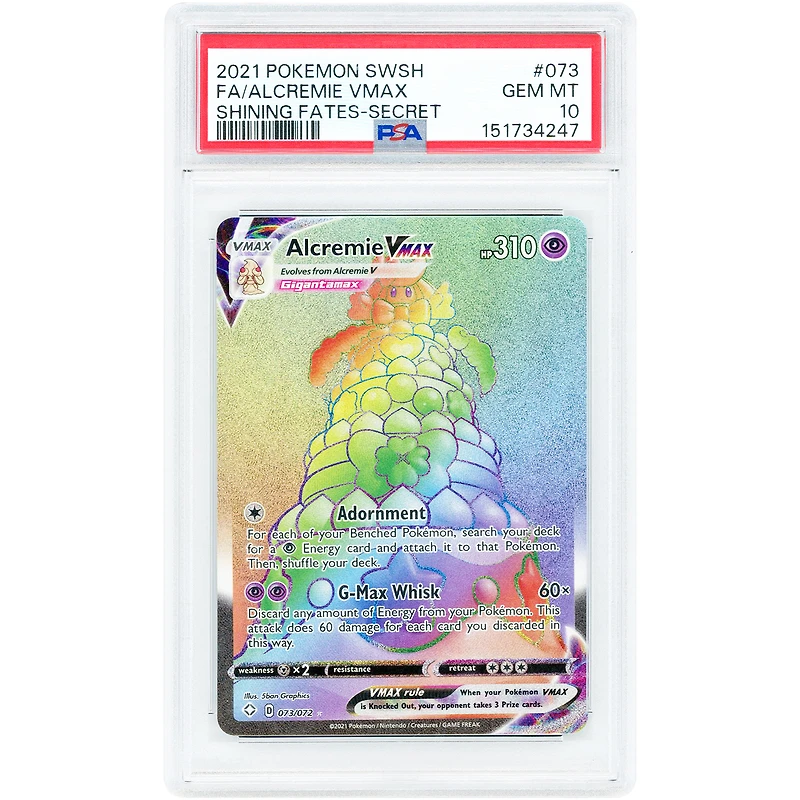 Alcremie VMAX 2021 Pokemon Shining Fates Secret Rare #73 PSA Authenticated 10 Card