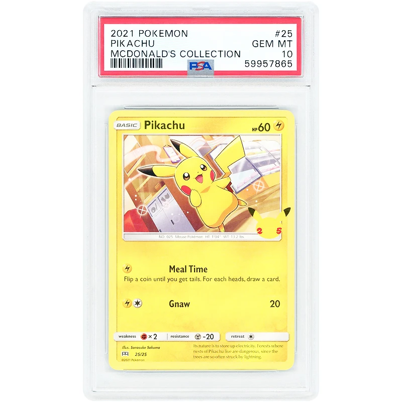 Pikachu 2021 Pokemon McDonald's 25th Anniversary Promo #25 PSA Authenticated 10 Card