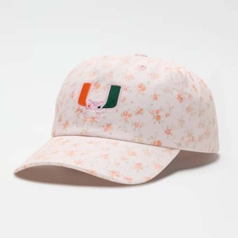 LoveShackFancy Women's White Miami Hurricanes Floral Adjustable Hat