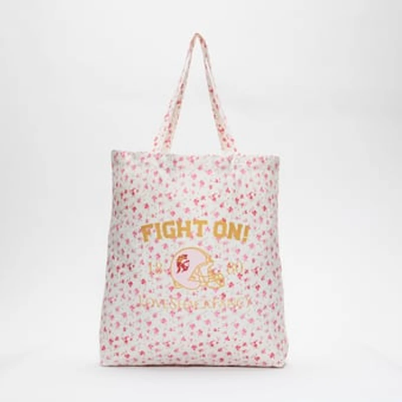 LoveShackFancy Women's White USC Trojans Canvas Tote Bag