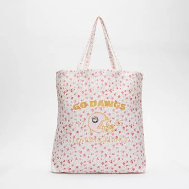 LoveShackFancy Women's White Georgia Bulldogs Canvas Tote Bag